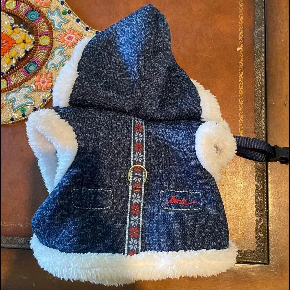 CUTE DENIM n Wool Pet Hoodie vest!!